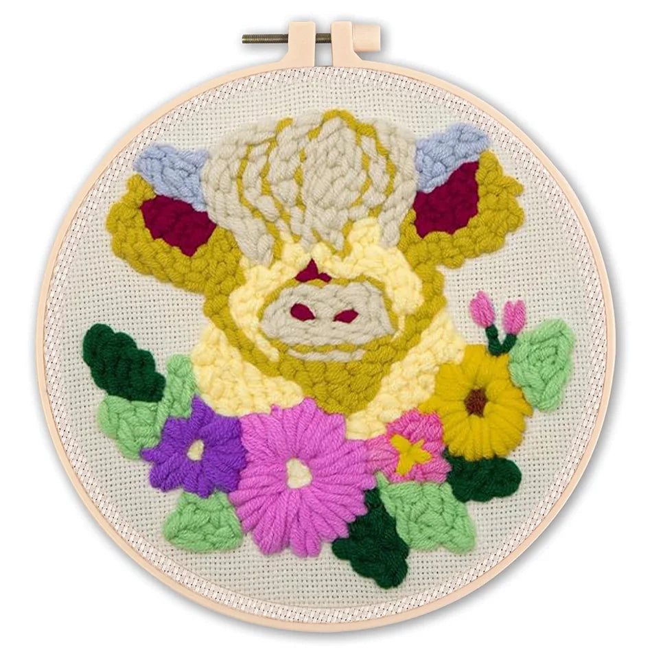 Einfaches Punch Nadel Stickerei Starter Kit mit Tiermotiven