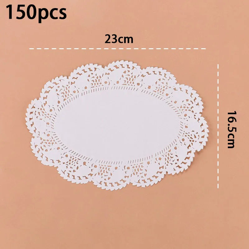 150 Runde Papier Spitzendeckchen Weiß Party Deko Tischsets Backzubehör