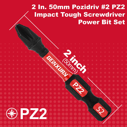 Schlagfestes Pozidriv PZ2 Schrauber Bit Set aus S2 Legiertem Stahl