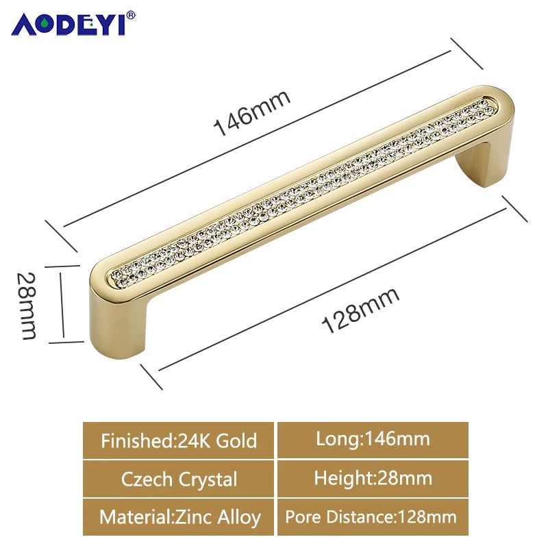 Eleganter Kristall Möbelknopf Diamant Optik für Schrank Schublade Gold/Chrom