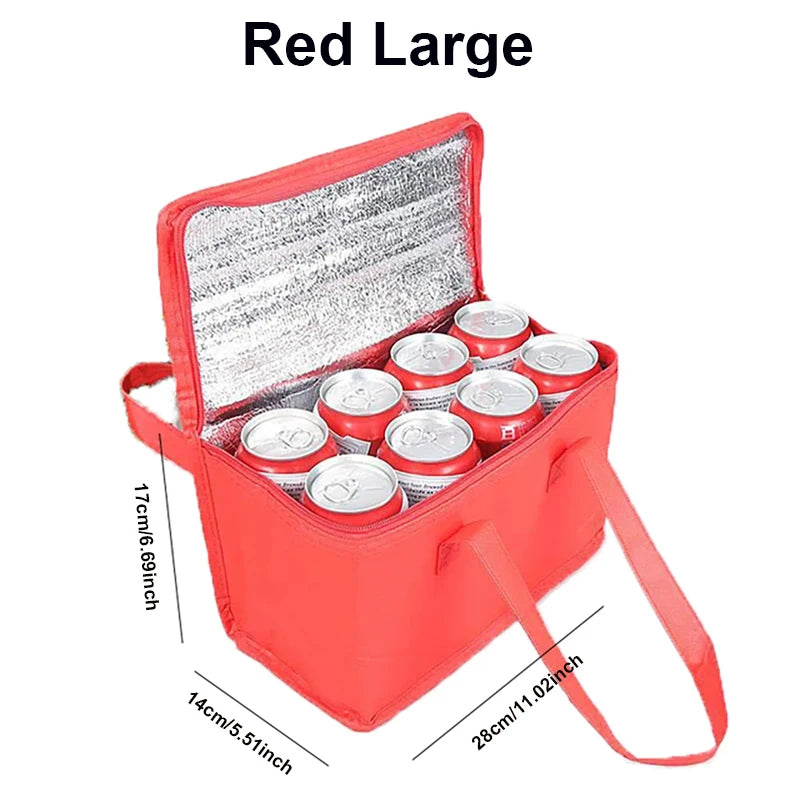 Isolierte, zusammenklappbare Lunch-Kühltasche in Schwarz oder Rot – kompakt - praktisch