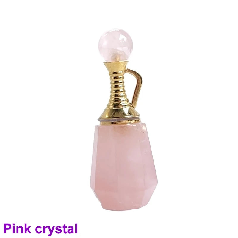 Unregelmäßige Naturstein Parfümflasche Anhänger – Amethyst Tigerauge Öl Diffusor