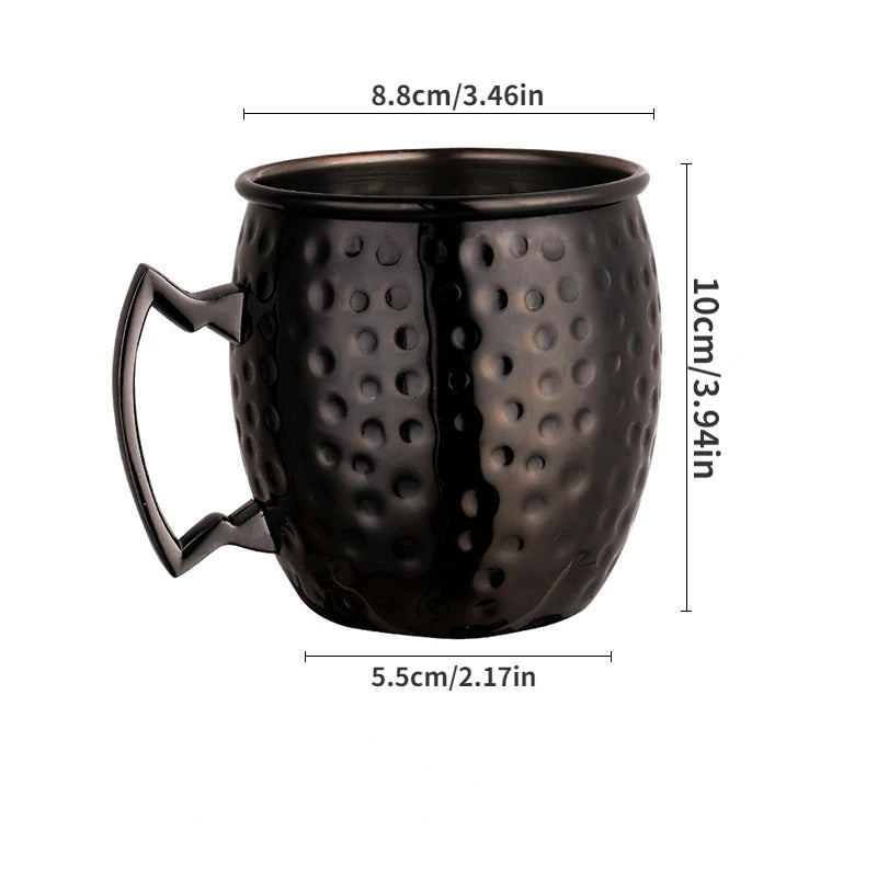 Vielseitiger 530ml Edelstahlbecher – Stilvoll für Moscow Mule, Bier & Kaffee in Schwarz & Roségold