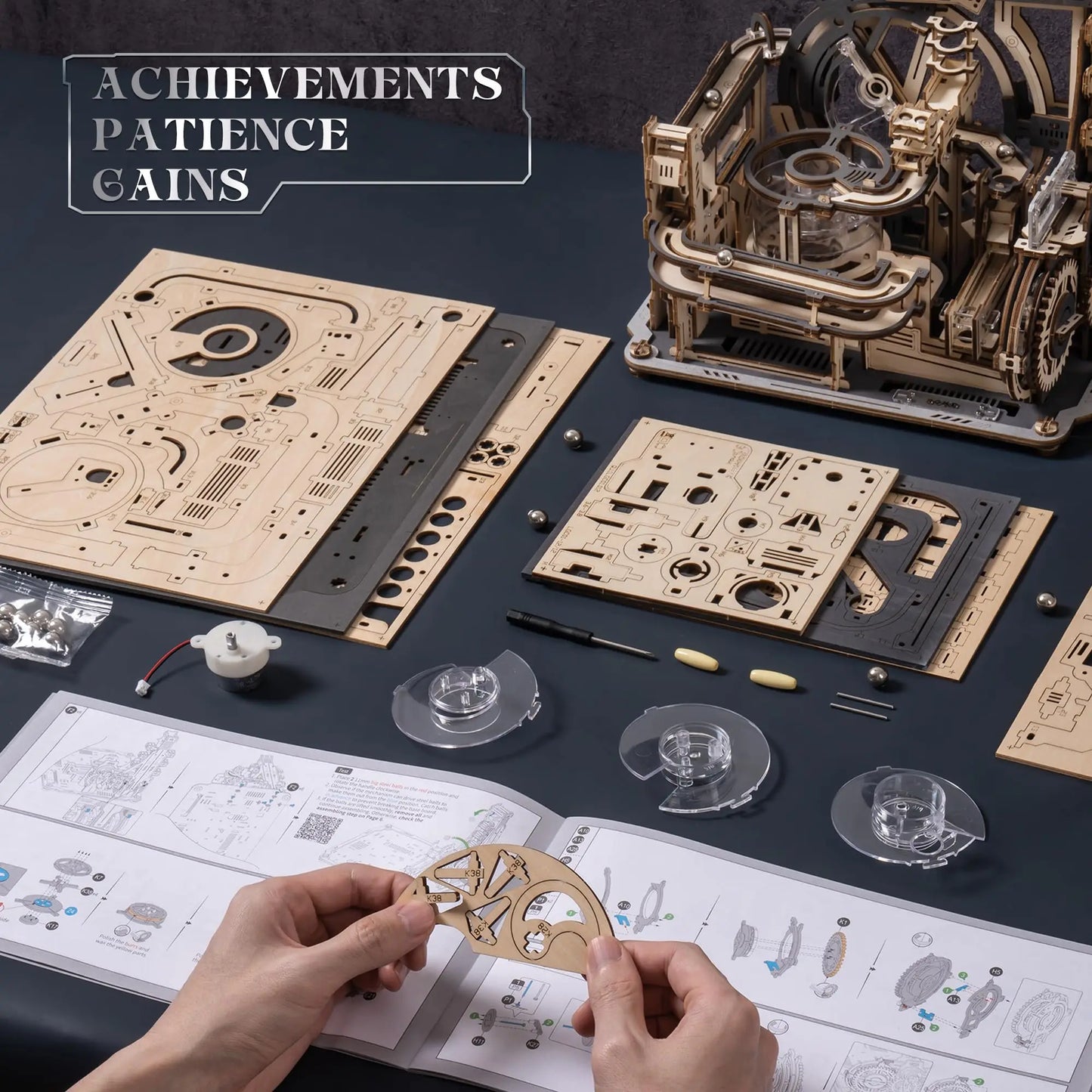 Elektrischer Marmor Lauf 3D Puzzle aus Holz mit Lichtfunktion-Yabubestshop