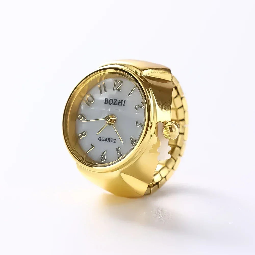 Mini Fingeruhr mit elastischem Band – Vintage Design für Damen - Herren