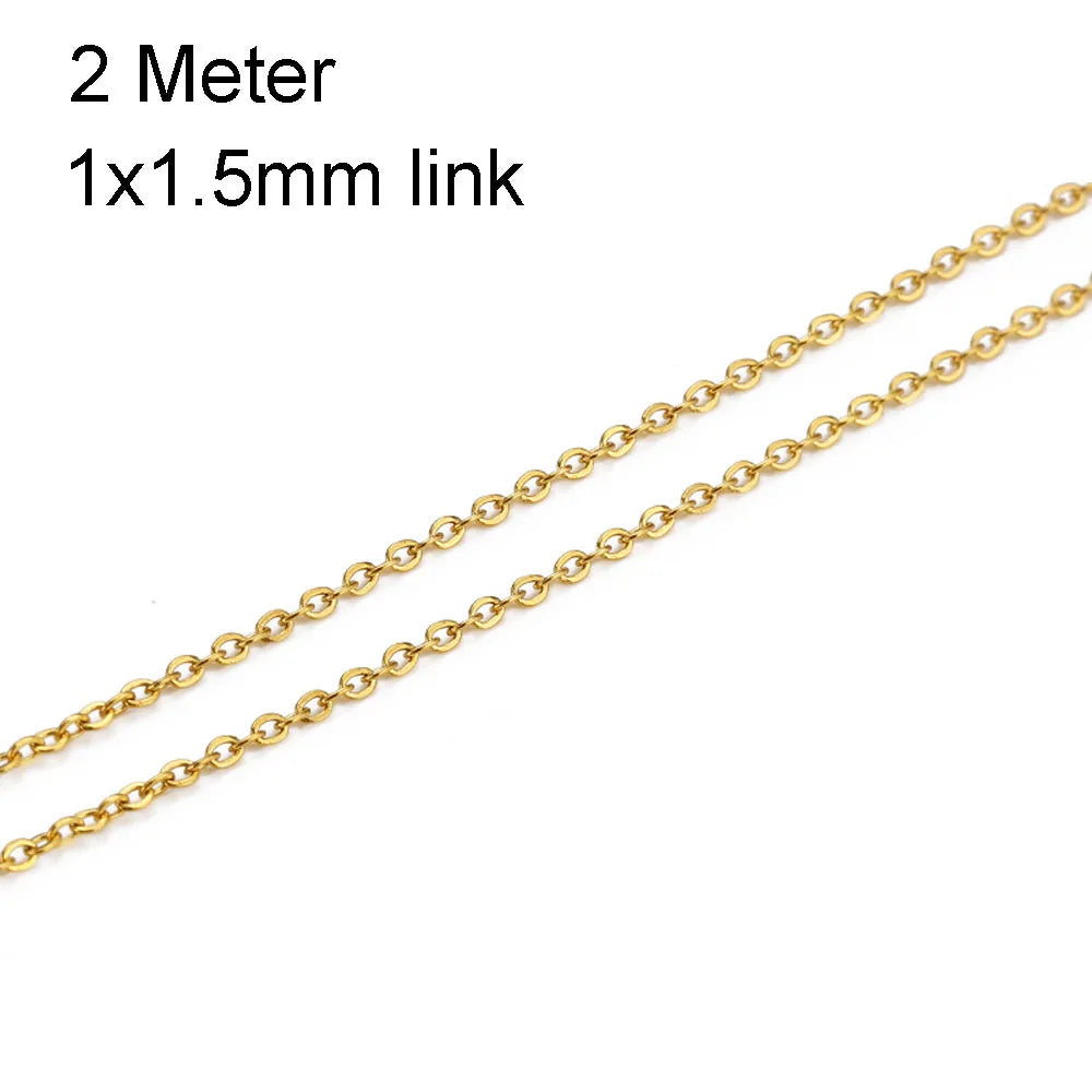 Edelstahlkette 10 Meter für DIY Schmuck 1mm 1.5mm 2mm Gold Silber