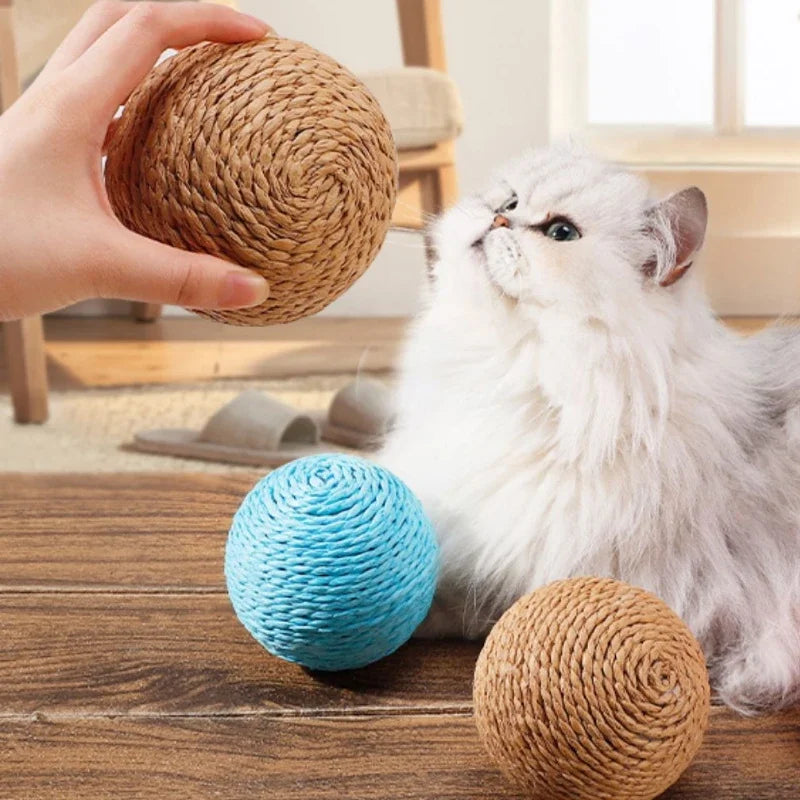 Katze Spielzeug Sisal Ball 10cm mit Sound für Beschäftigung - Krallenpflege