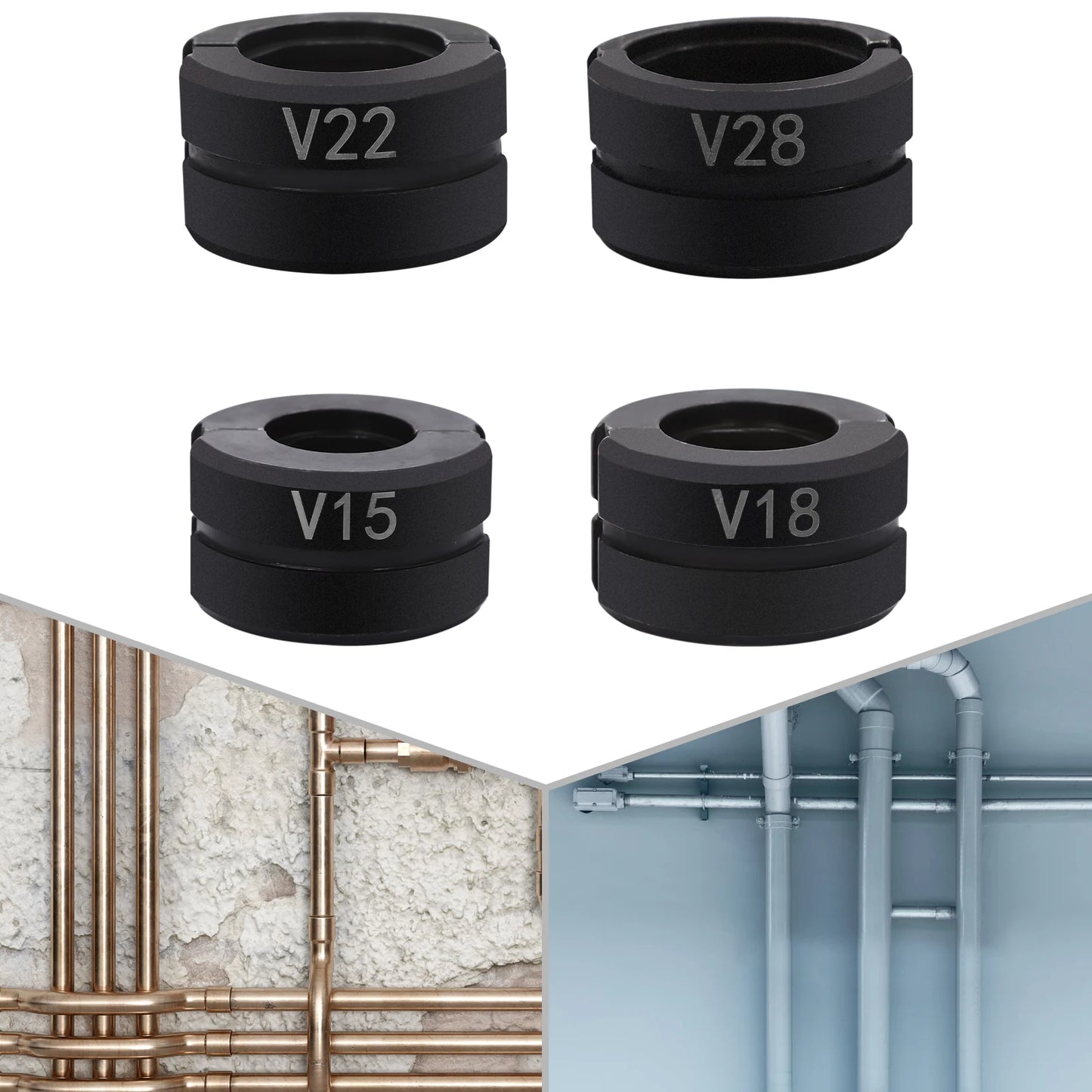 Set aus 4 Crimpmatrizen für Kupferrohre in verschiedenen Größen