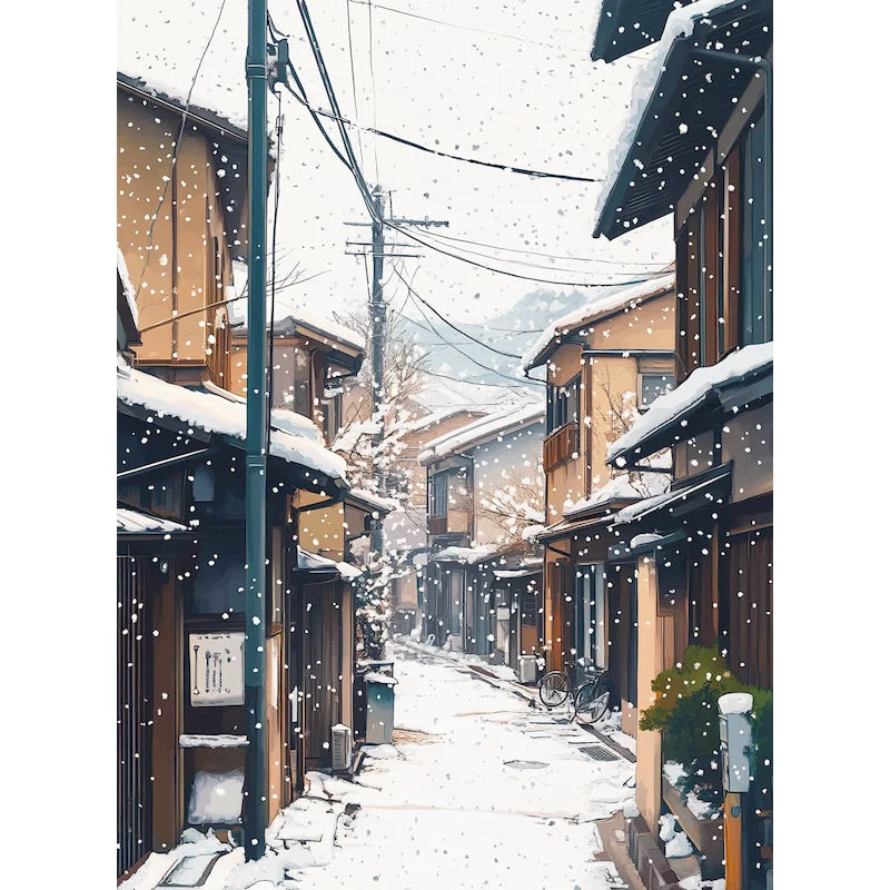 DIY Malen nach Zahlen Set mit Schneelandschaft auf Leinwand