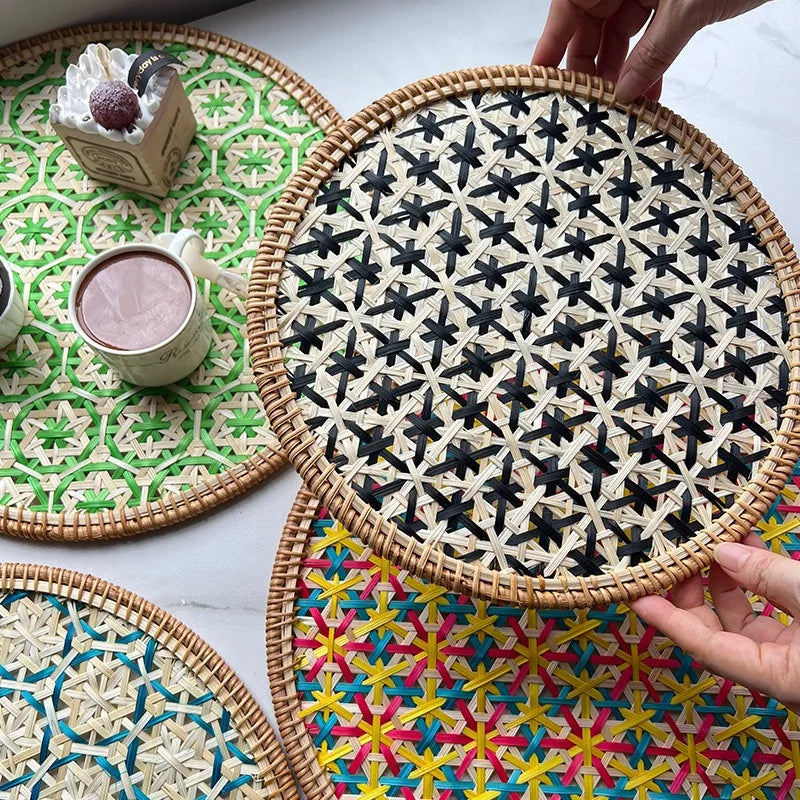 Handgewebtes Rattan Tischset im Böhmischen Stil