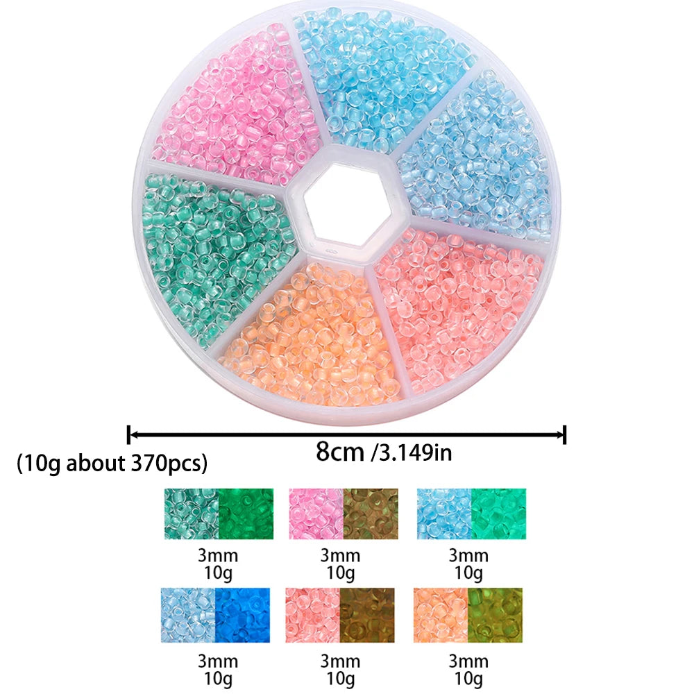 1 Box 3 mm Leuchtende Glas-Rocailles für DIY Schmuck Abstandsperlen