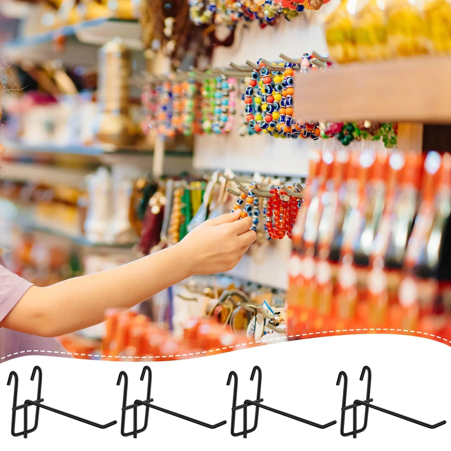 Mesh Gitterhaken Set Robuste Display Haken für Wandaufbewahrung Garage