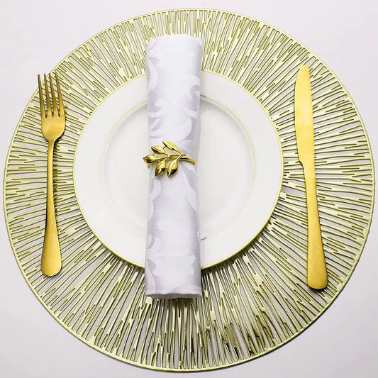 6er Set Runde Goldene Tischsets aus Kunststoff Rutschfest Abwischbar