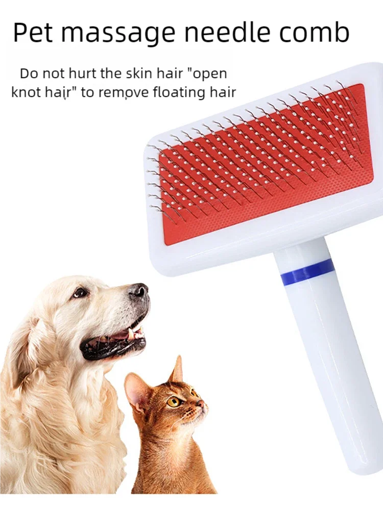 Haarentferner Bürste für Hunde und Katzen mit rutschfestem Griff und Edelstahlklingen