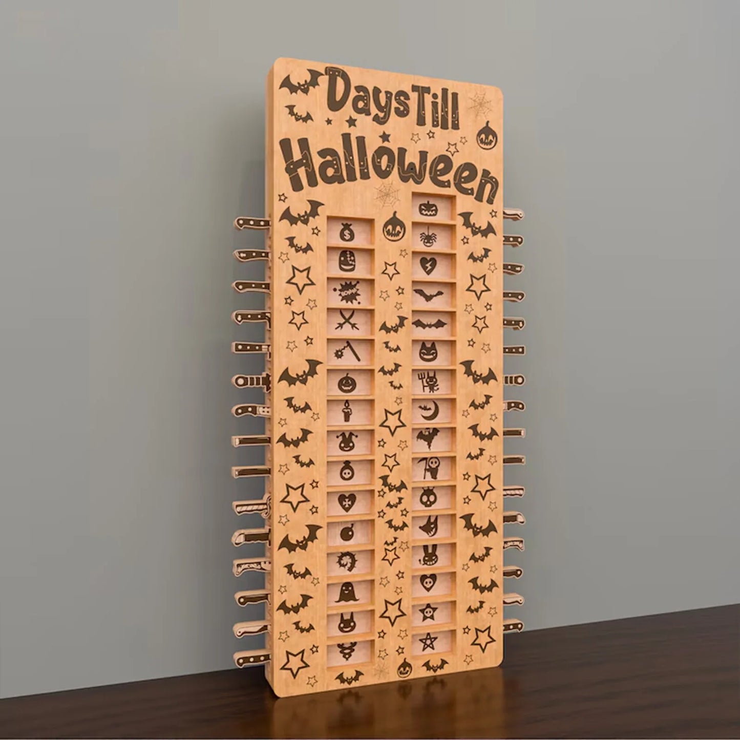 Halloween Adventskalender 31 Tage Holz Countdown mit gruseliger Deko