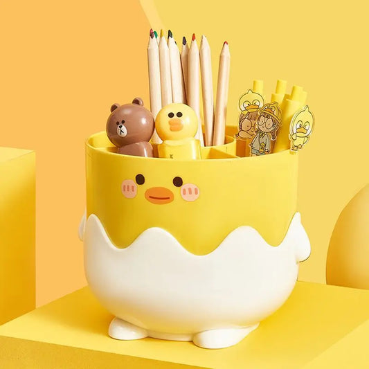 Niedlicher gelber Huhn Stifthalter große Kapazität Desktop Organizer
