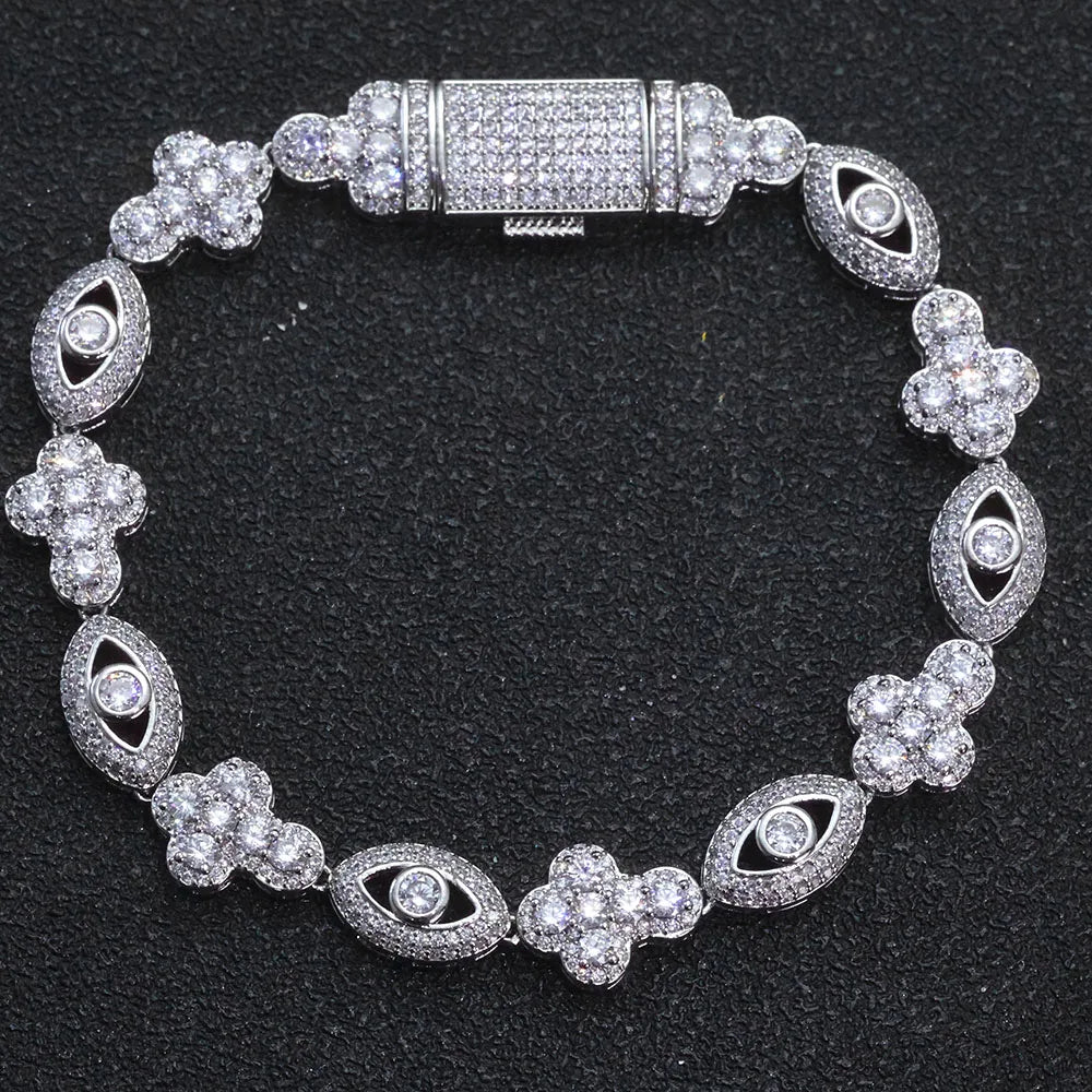 Bling Eye Kreuz Halskette für Damen & Herren – Vergoldet 5A Zirkonia