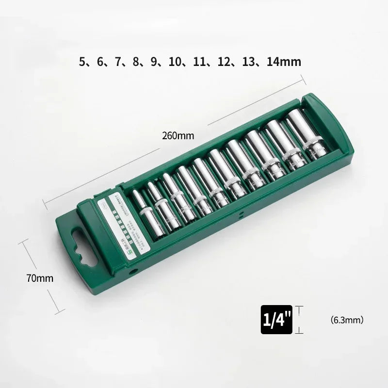 Vielseitiges Hex Steckschlüssel Set mit Ratsche und Halter