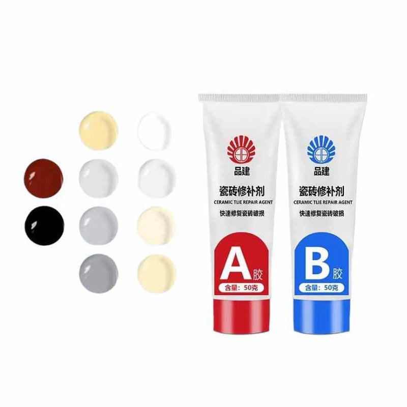 Fliesenreparaturmittel Set Paste für Keramik Porzellan Marmor Risse Schäden