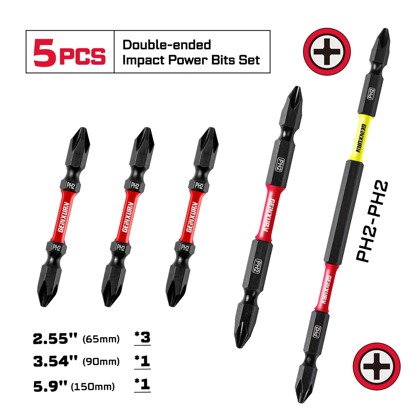 Doppelseitiger PH2 Impact Bit Set aus S2-Stahl für hohe Drehmoment-Anwendungen