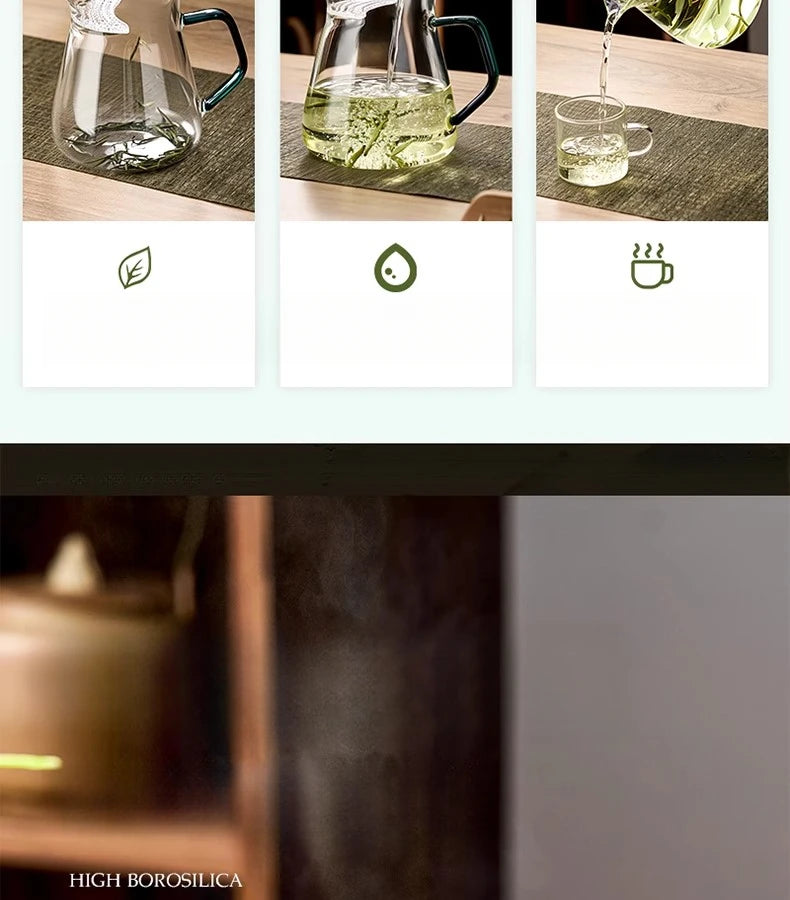 GIANXI Glas Teekanne mit Halbmond Filter und Keramik Heizung