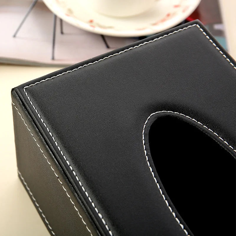 Hochwertige Leder Taschentuchbox für Wohnzimmer und Auto mit Papierschublade