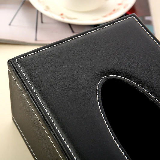 Hochwertige Leder Taschentuchbox für Wohnzimmer und Auto mit Papierschublade