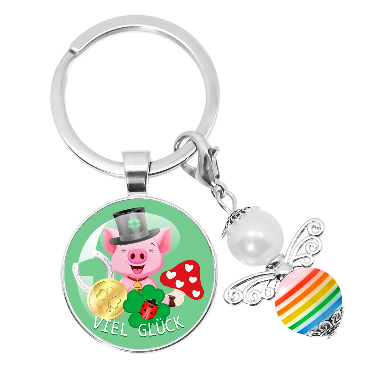 Glücksbringer Schlüsselanhänger mit vierblättrigem Kleeblatt Design