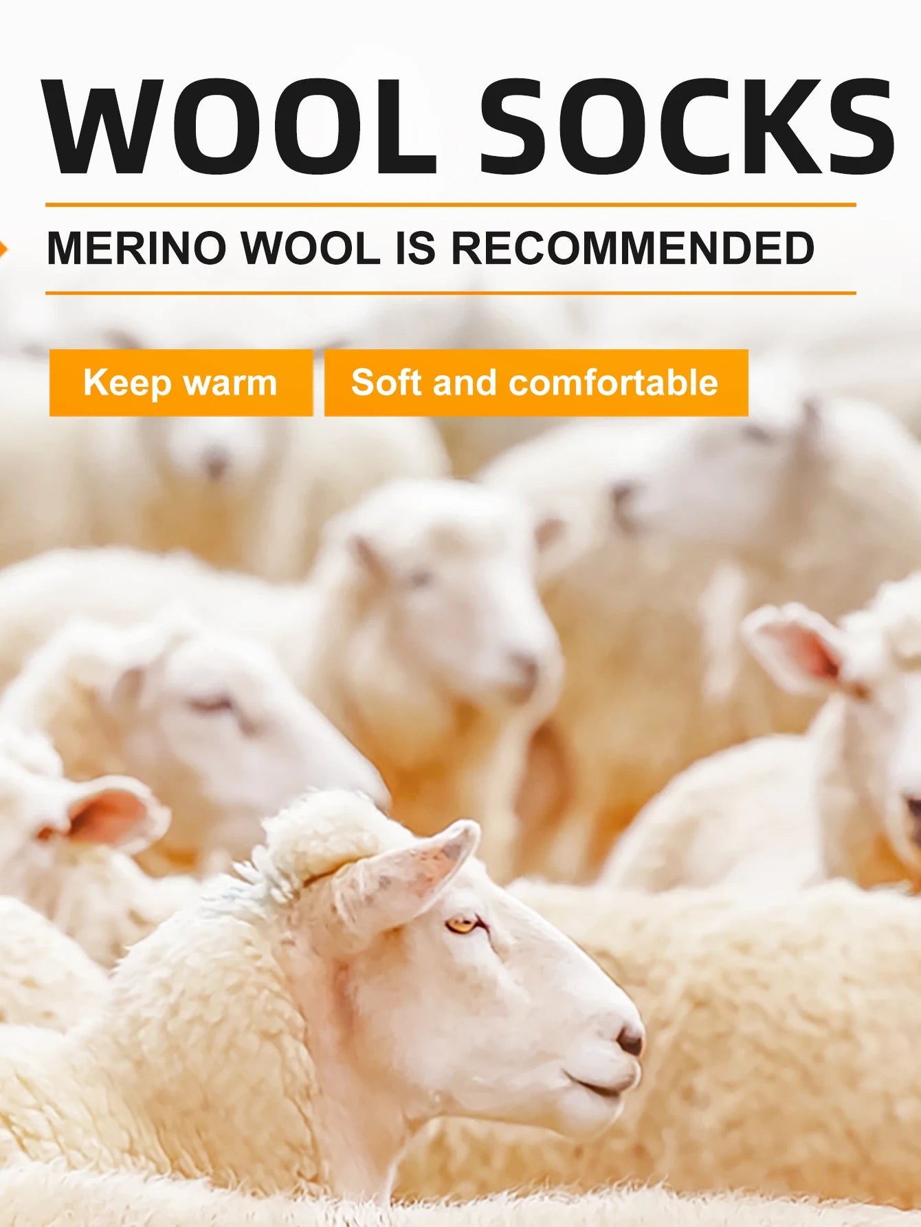 Warme Thermosocken aus Merinowolle für Ski und Wandern