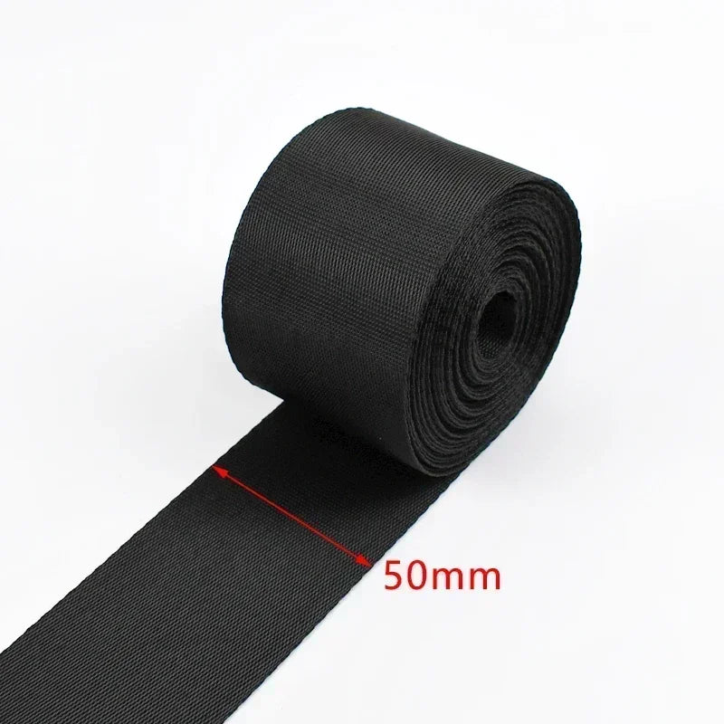 5m Schwarzes Nylon Gurtband 10-100mm für Taschen, Gurte, Haustier, DIY