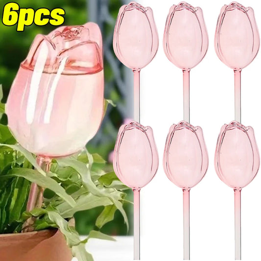 Automatische Tropfbewässerung: Rosa Borosilikatglas-Bewässerungsbälle, 1-6 Stk