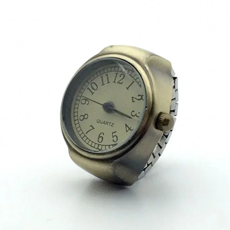 Mini Fingeruhr mit elastischem Band – Vintage Design für Damen - Herren