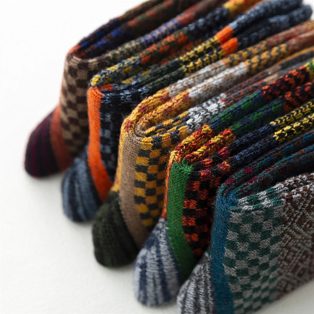 5 Paar warme dicke Herrensocken im Retro Stil EU38 44