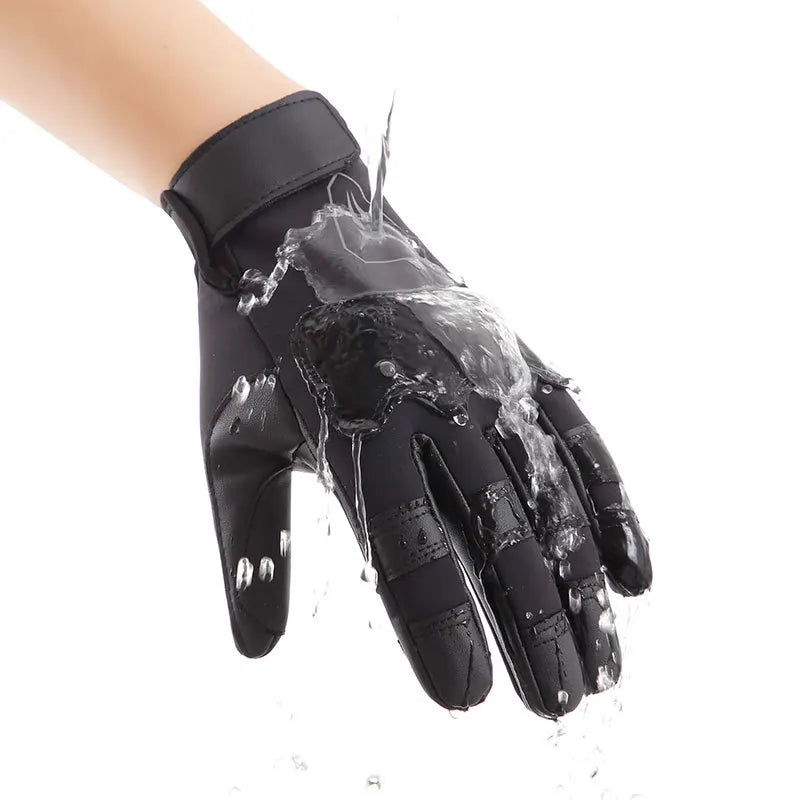 Vollfinger Handschuhe aus PU-Samt Rutschfest Wasserdicht für Outdoor Sport
