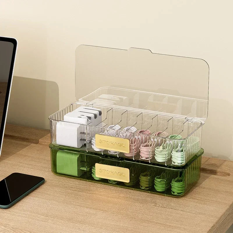 Kabel Organizer Box Reise Zuhause – 7 Fächer für Daten Ladegerät Speicher