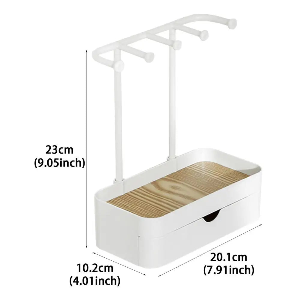 Schmuck Organizer Display mit Holz Tablett für Ohrringe Armbänder Ringe