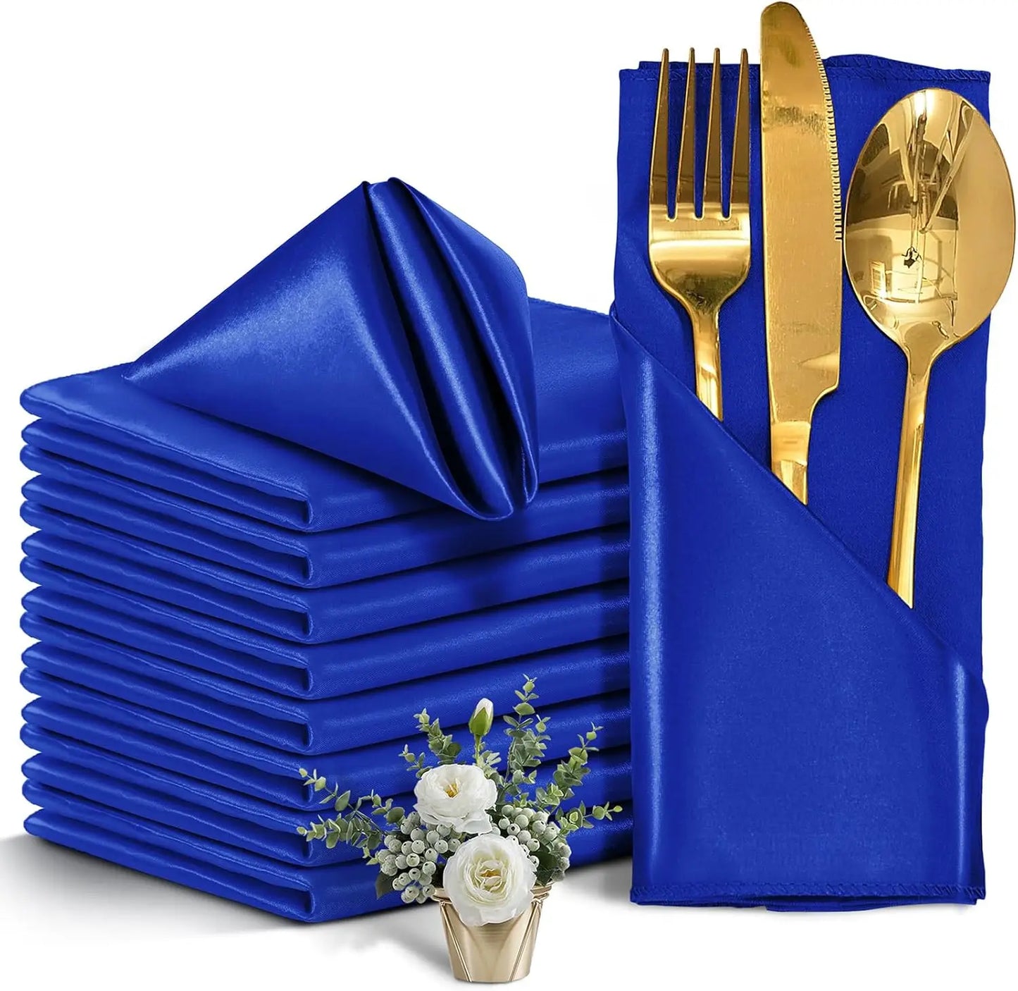 12 rote Satin Servietten 30x30 cm waschbar seidig weich für Event Deko