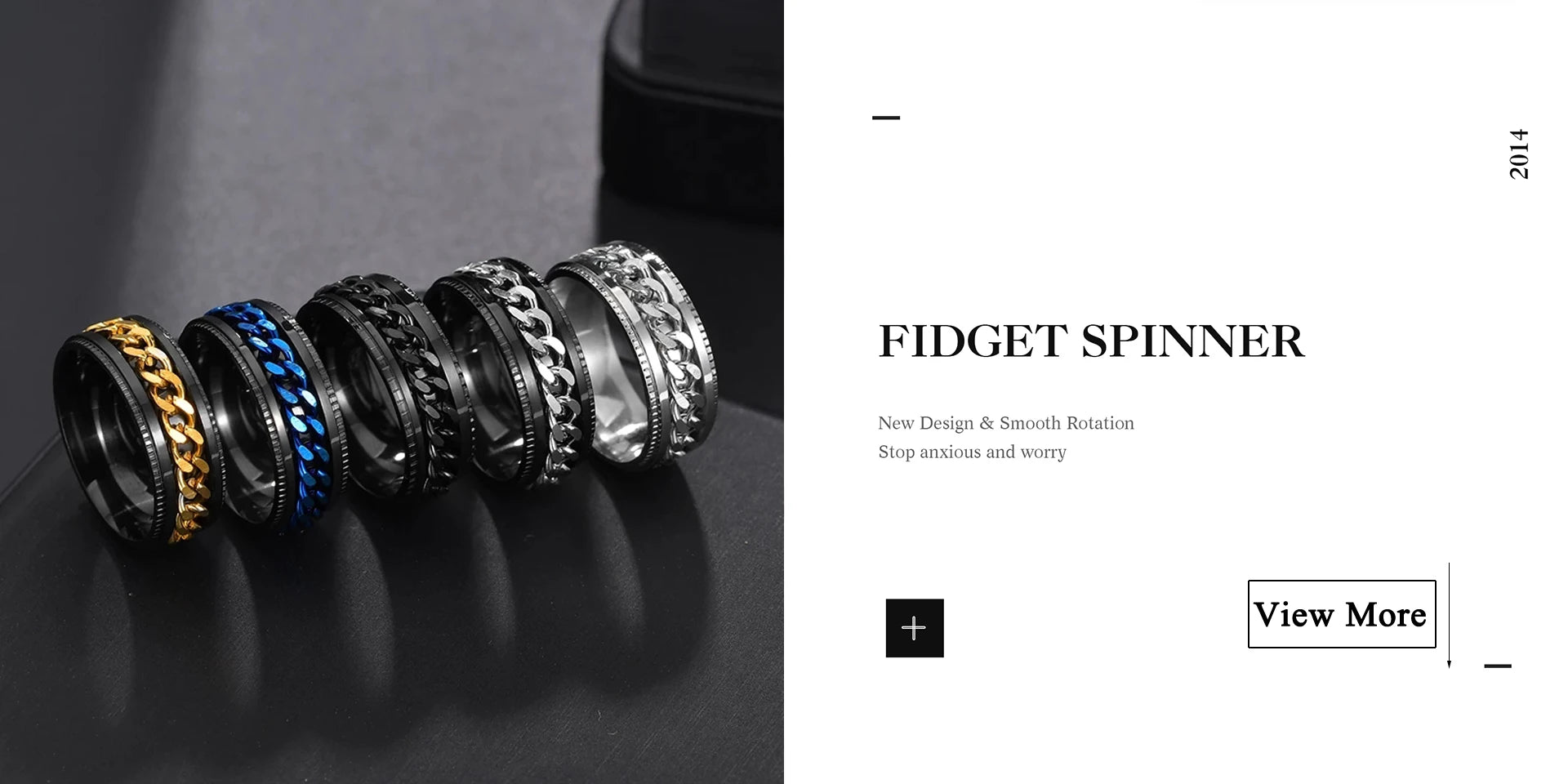 Drehbarer Edelstahl Ring mit Ketten Design für Herren