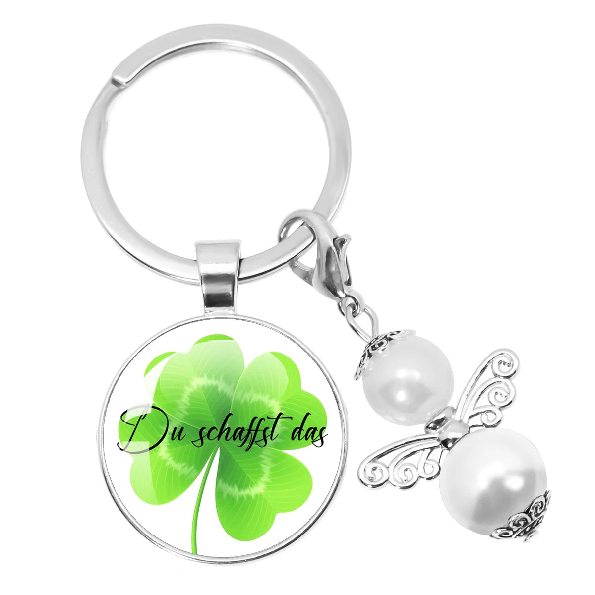 Glücksbringer Schlüsselanhänger mit vierblättrigem Kleeblatt Design