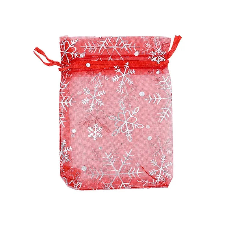Weihnachts Kordelzug Taschen Rot Transparent Organza 10 bis 200 Stück