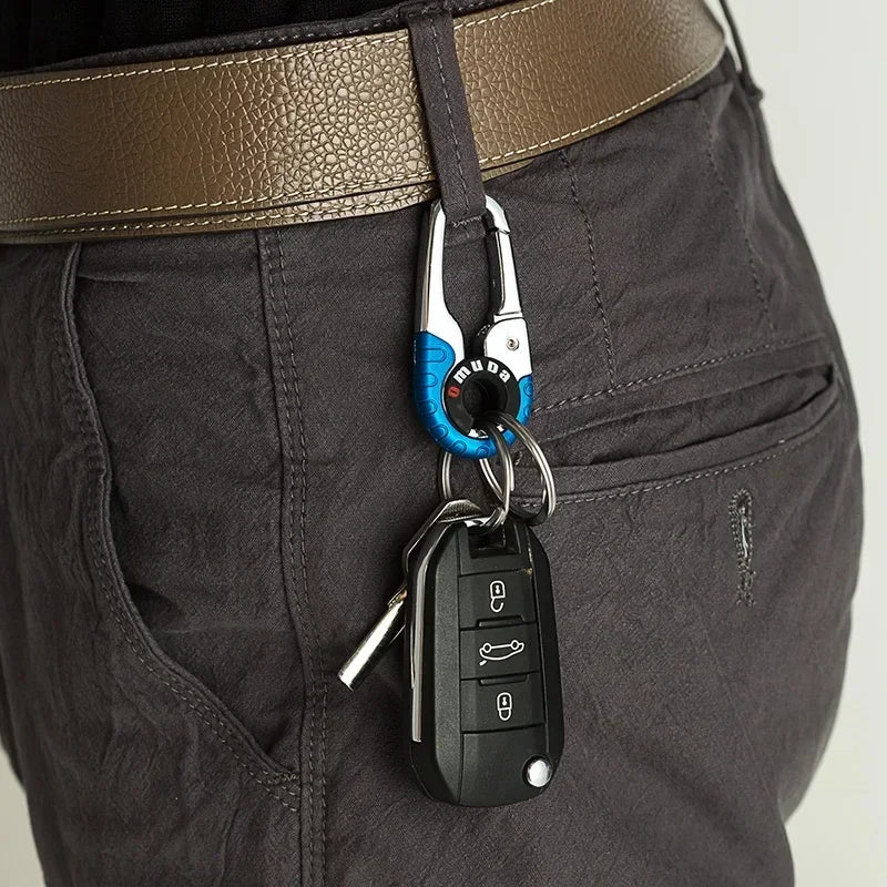Edelstahl Karabiner Schlüsselanhänger mit Doppelring für Outdoor - Auto