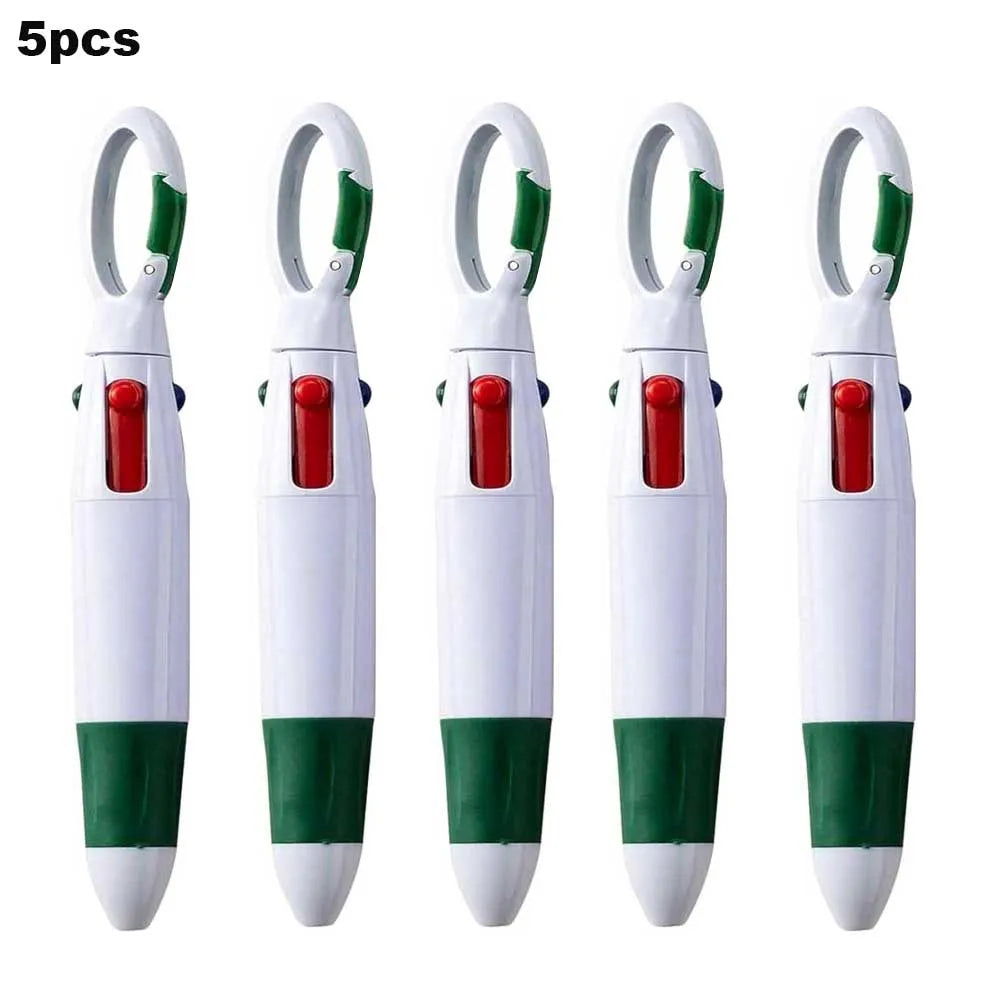 Einziehbare 4-in-1 Kugelschreiber mit Karabiner Clip Packung 4-12 Stück