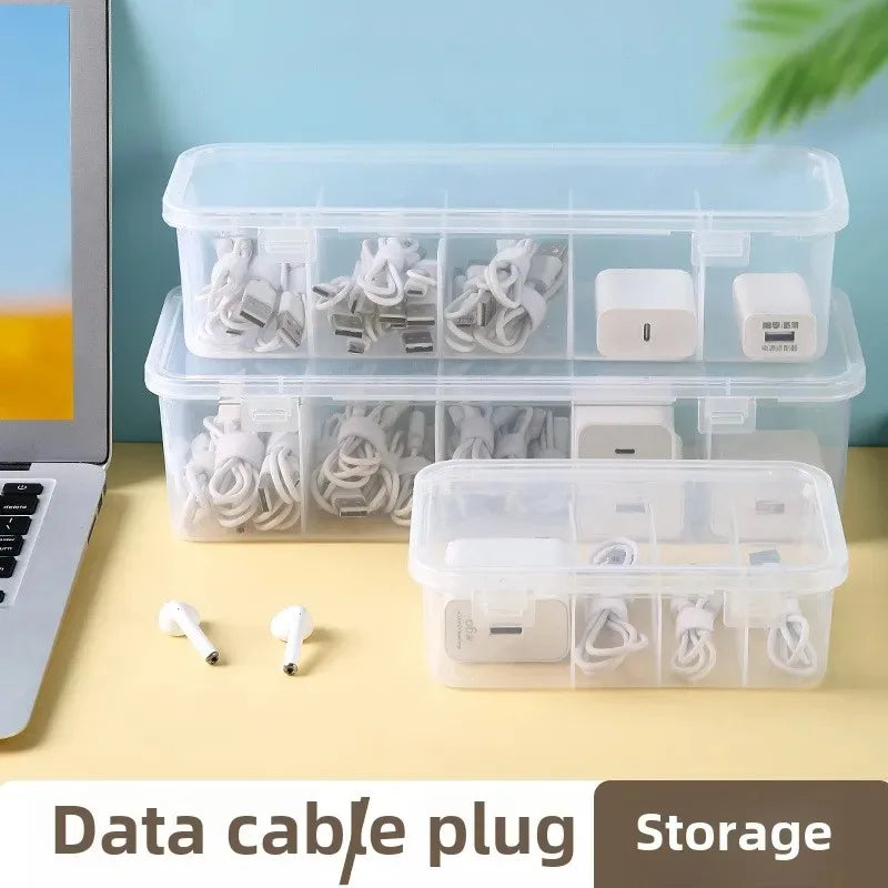 Transparente staubdichte Aufbewahrungsbox für Kabel und Karten