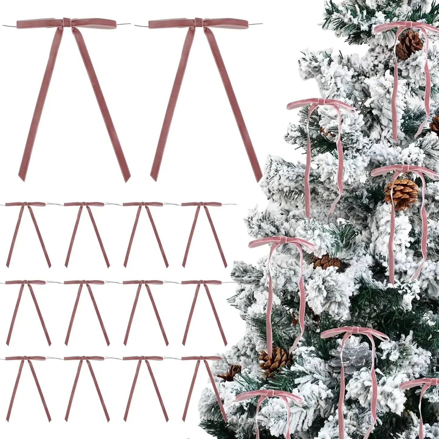 12er Set Samt Weihnachtsschleifen für Festdekoration