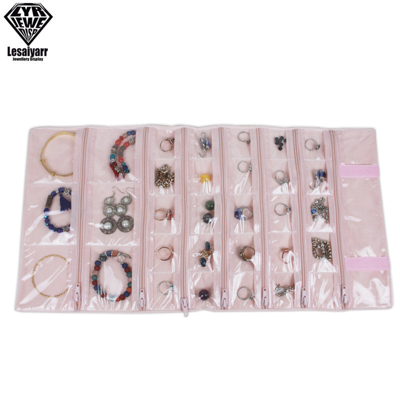 Faltbarer Schmuck Organizer aus Samt mit Reißverschluss für Reisen