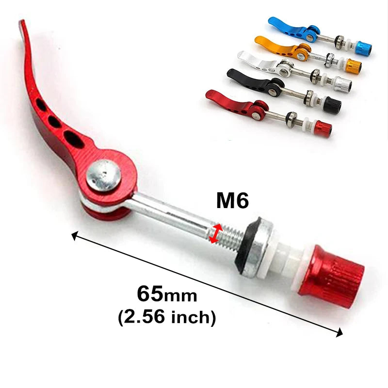Leichte Aluminium Sattelstützenklemme M6 x 65 mm mit Schnellverschluss, bunt
