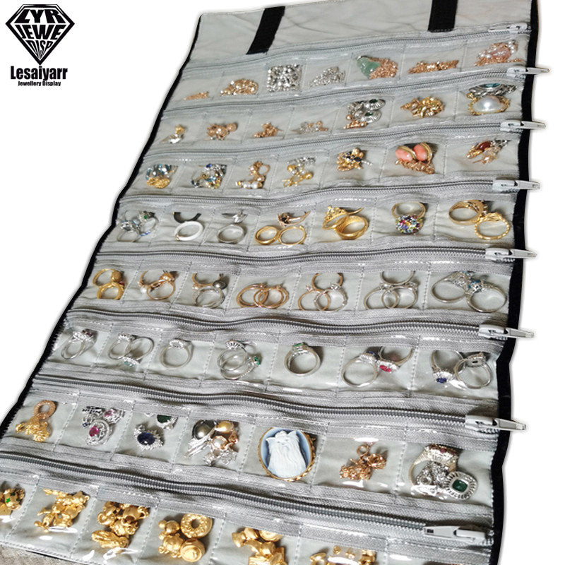 Faltbarer Schmuck Organizer aus Samt mit Reißverschluss für Reisen