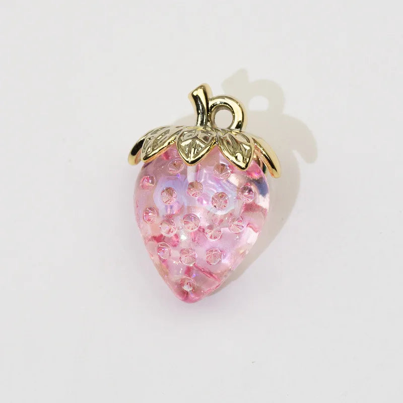 Rosa Erdbeere Charms 5er Set für DIY Schmuck Ohrring Armband