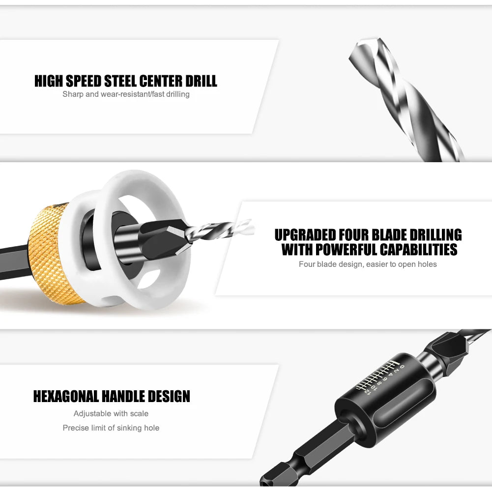 Holzbearbeitung Senker Bohrer mit einstellbarer Tiefe und Schrittbohrer