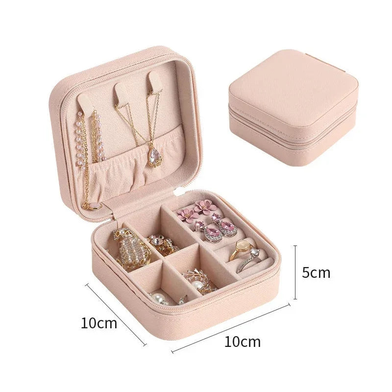 Tragbare Leder Schmuck Organizer für Reisen - Ringe, Ketten, Ohrringe sicher verstauen